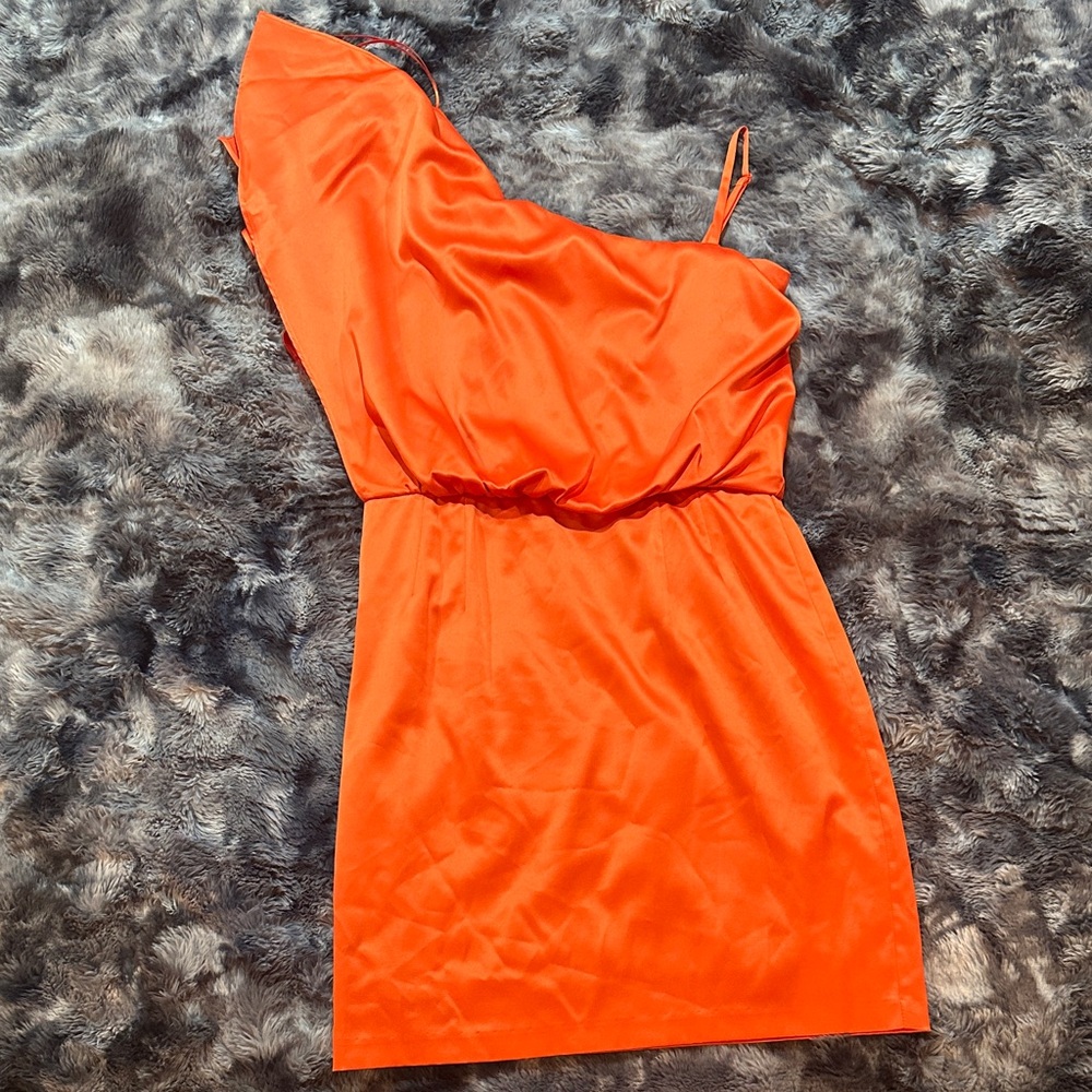 Jessica Simpson Vibrant Orange One-Shoulder Dress